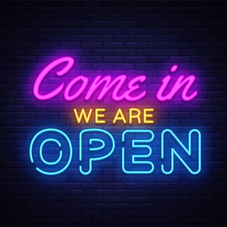 Come In We're Open Window Neon Sign