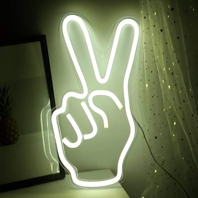 Peace Out Emoji Table Lamp Neon Signs
