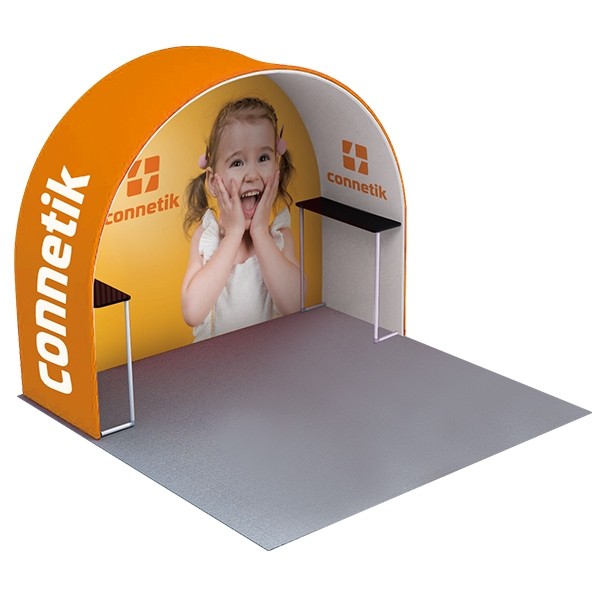 ROUND ARCH WITH DISPLAY RACKS 2997MM W X 2387MM