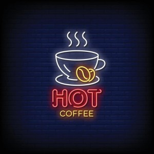 Coffee Cup Line Art Neon Signs