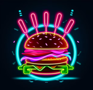 Hamburger with the Lot Neon Sign