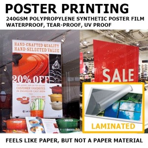 POSTER WITH LAMINATION (POLYPROPYLENE SYNTHETIC POSTER FILM, LONG TERM UV & WATER PROOF / INDOOR & OUTDOOR POSTER)