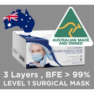 *** AUSTRALIAN MADE*** LEVEL 1 Disposable Surgical Face Mask,General Purpose, BFE>95% 